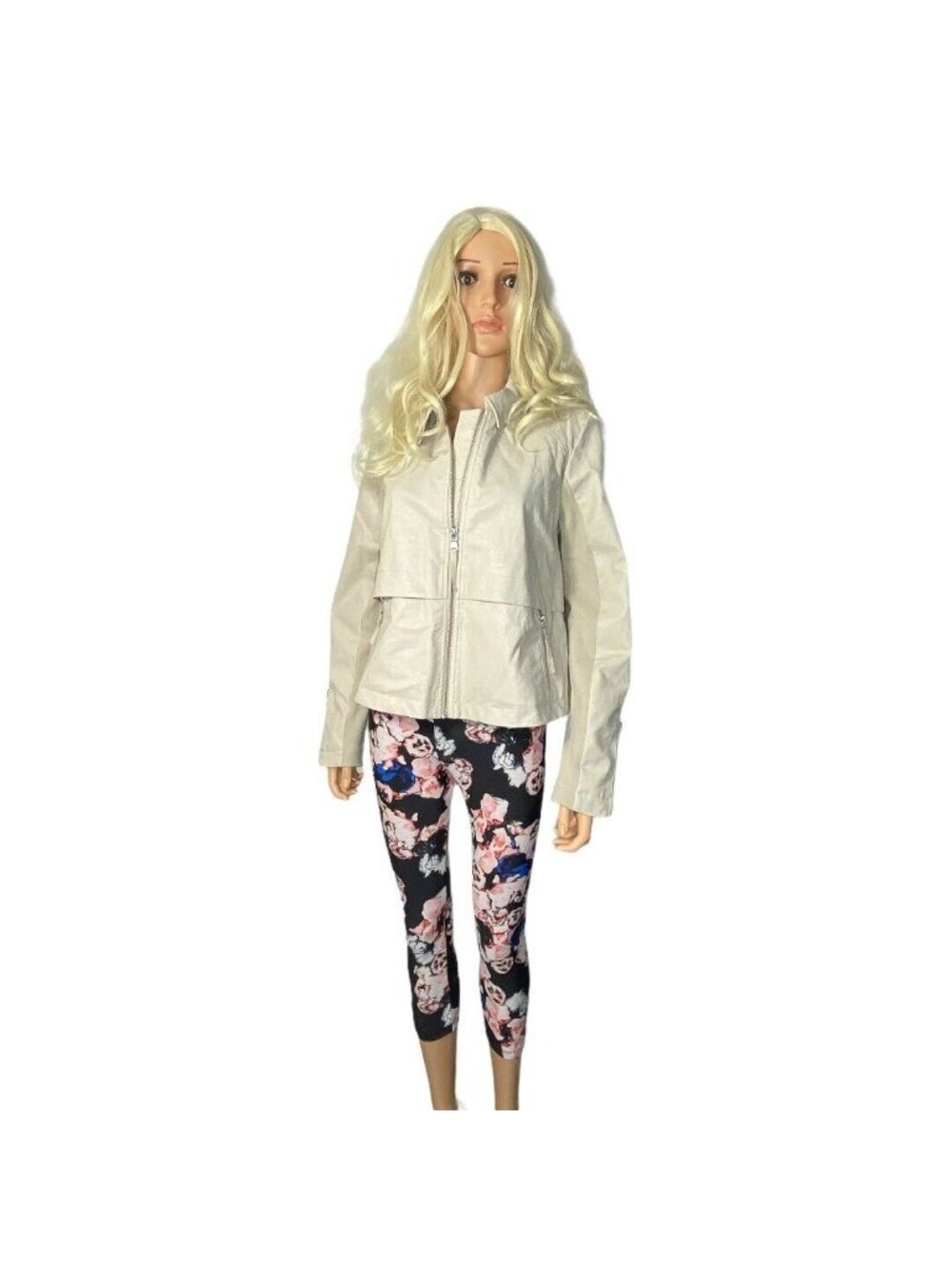 Anthropologie Vegan Leather Jacket Women’s M Beige Moto NWT $160